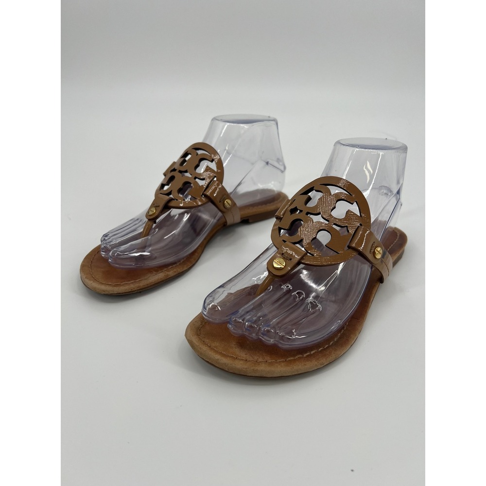 Tory Burch Miller Leather Brown Size 6 Flat Comfy Summer Casual